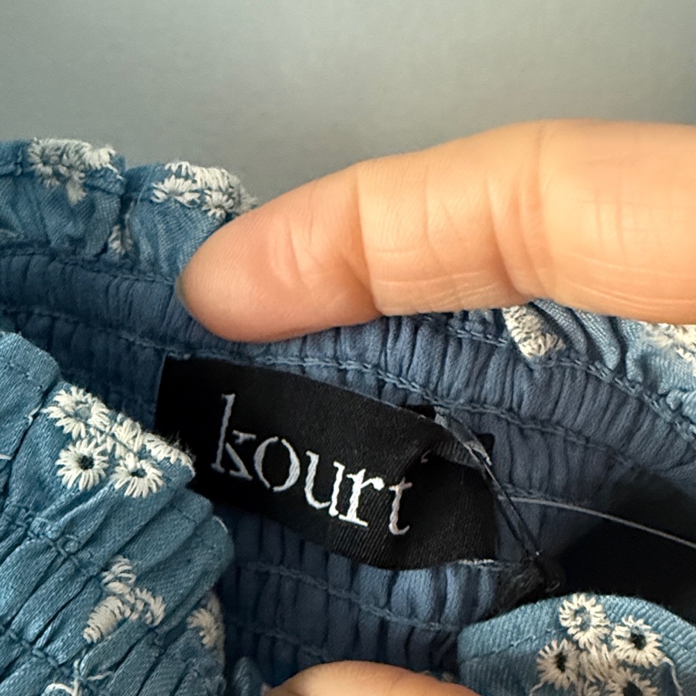 Kourt Portia Mini Dress Puff Sleeves Brown Smocked Babydoll  Boho Women’s‎ L - Picture 3 of 5